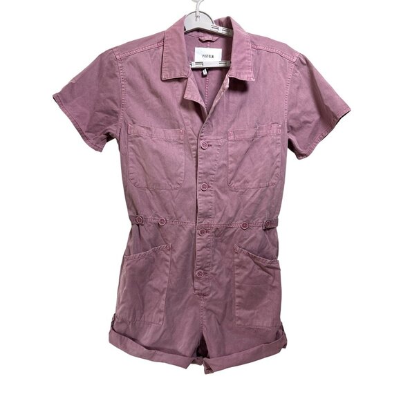 Pistola Parker Denim Romper Size Large Jumpsuit Shorts‎ Rose Utility Field Suit